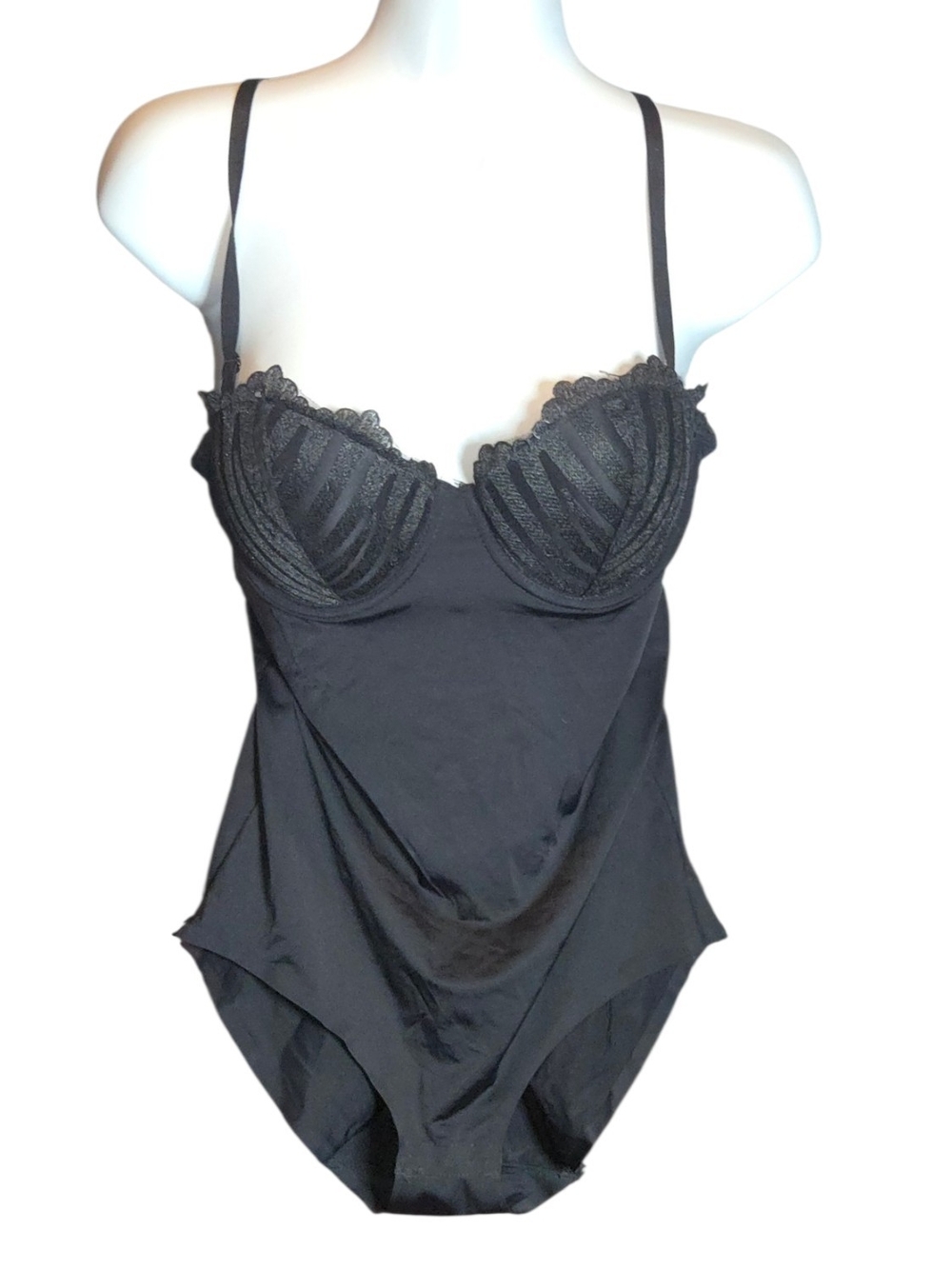 Jason Wu Black Lace-Trim Bodysuit with Mesh Insets